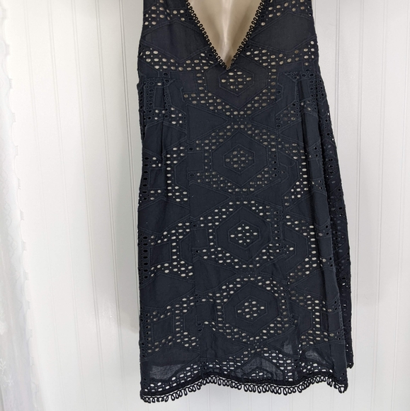 ANTHROPOLOGIE Maeve Black Eyelet Lace Swing Dress Sz S - Picture 13 of 16